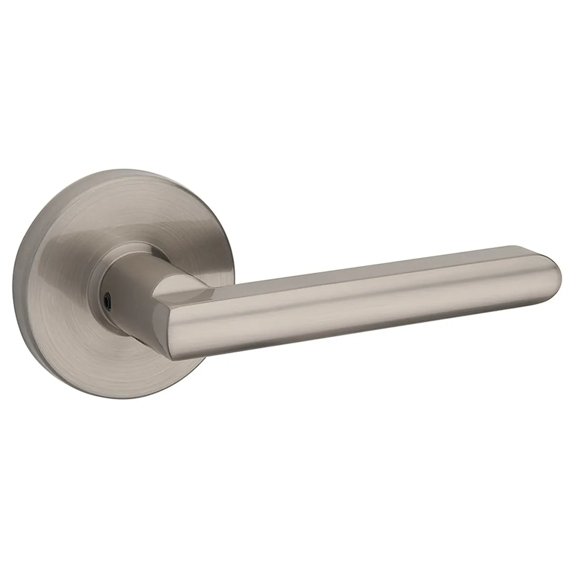 Poignée de porte Vega Taymor, rosette ronde, nickel satiné – Boilan